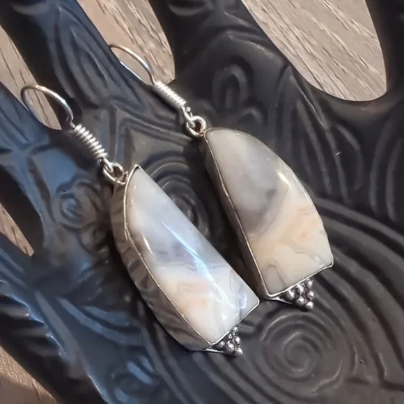Crazy Lace Agate Gemstone Earrings - Picture 2 of 6